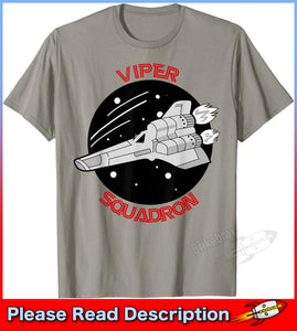 Battlestar Galactica Viper Squadron Cartoon Logo Grey Colour T-Shirt - New