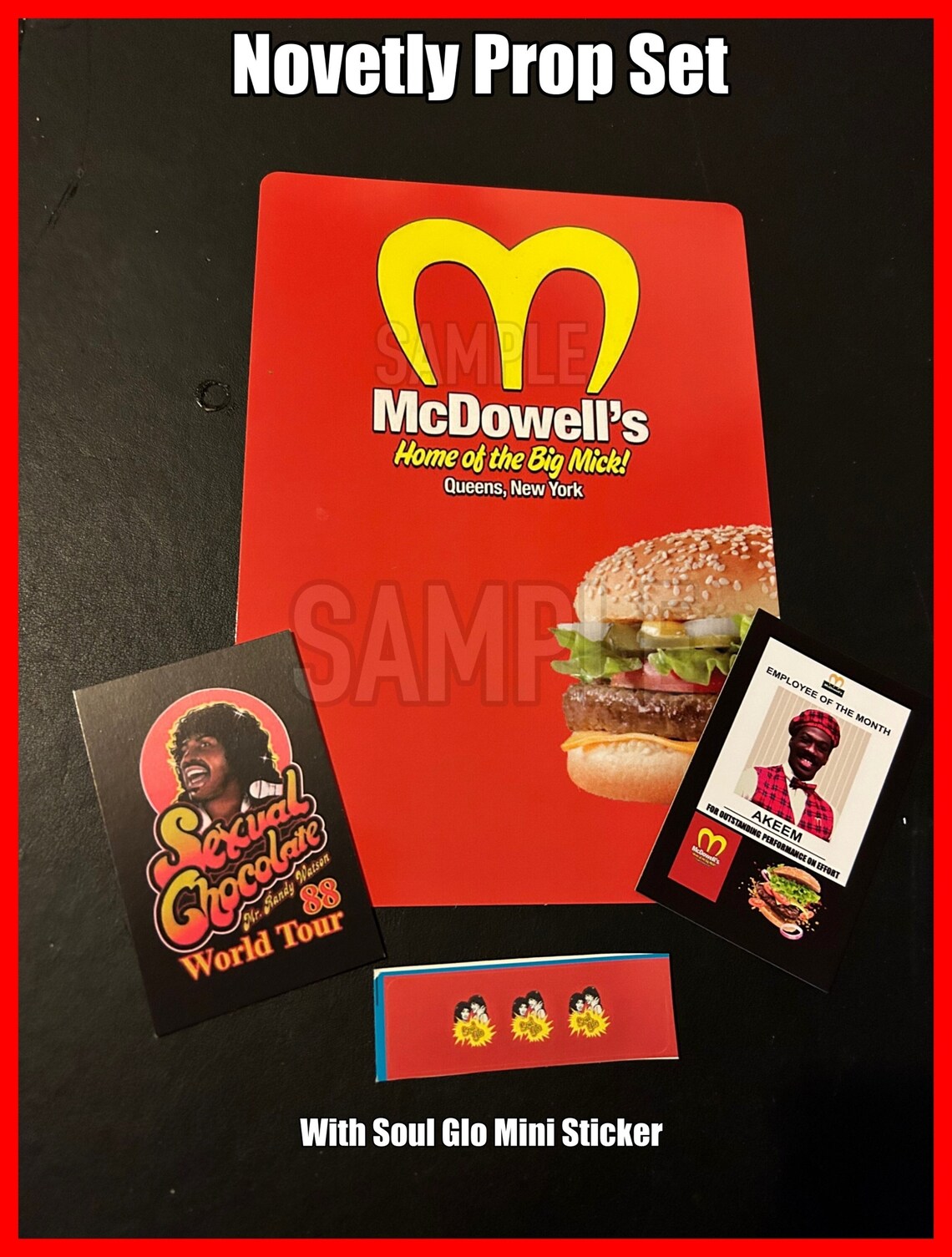 Coming to America Novelty Prop Set: McDowell's Burger Card Flier & Mini Cards Set (From 33 Pop Con 15)