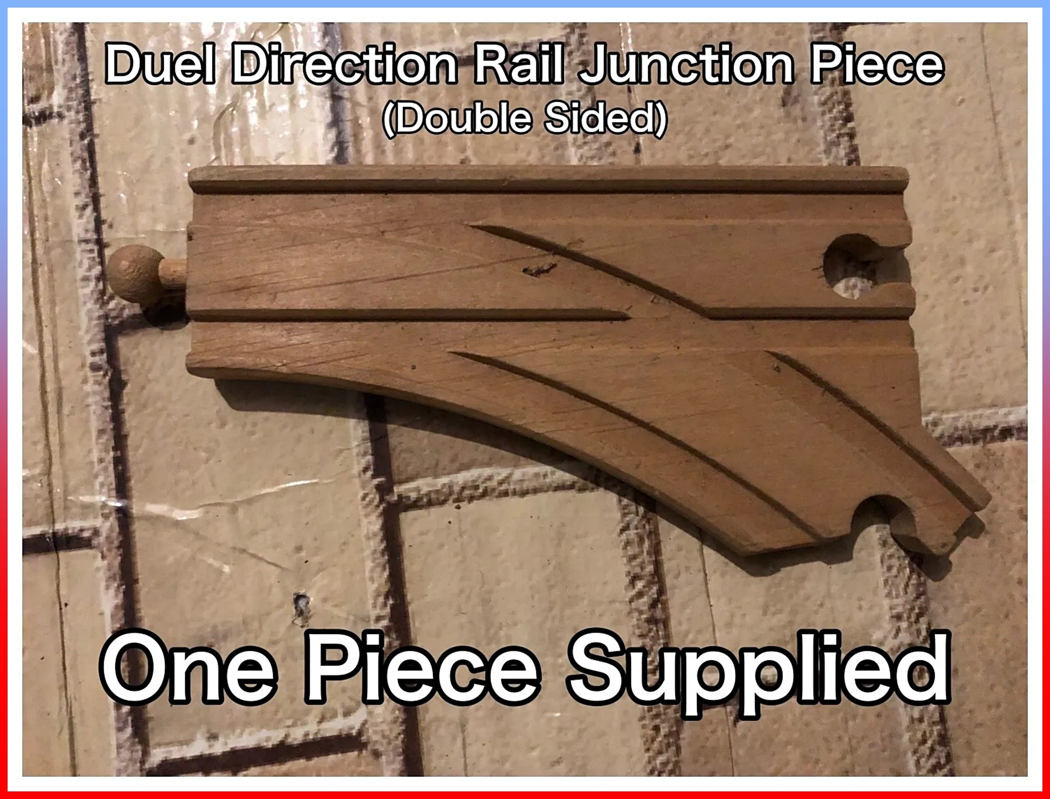 Vintage Wooden Roadway Track Piece: 1 x Duel Direction Rail Junction Piece (Railway Track) (One Piece Supplied)