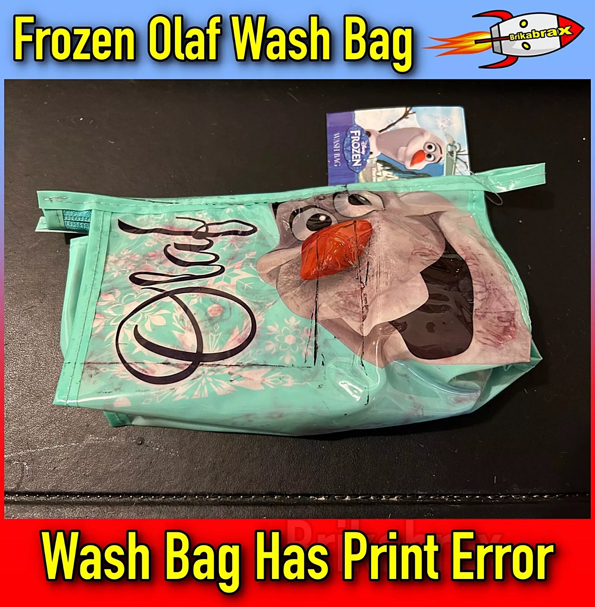 Frozen Olaf Wash Bag (Item Has Print Error on One Side) New Tagged