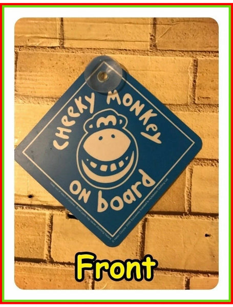 Cheeky Monkey Car Window Sign With Suction Cup - Brand New Sealed