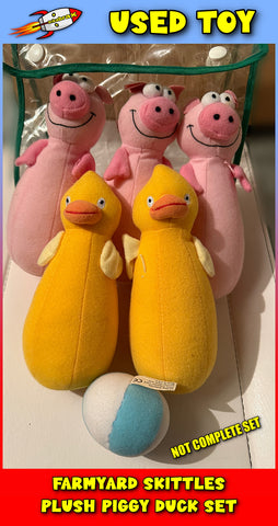 Farmyard Skittles Plush Piggy Duck Set (Not Complete) in Carry Bag (USED)
