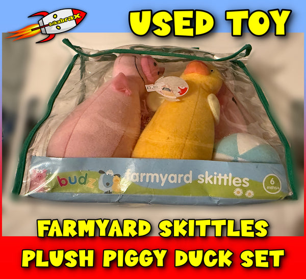 Farmyard Skittles Plush Piggy Duck Set (Not Complete) in Carry Bag (USED)