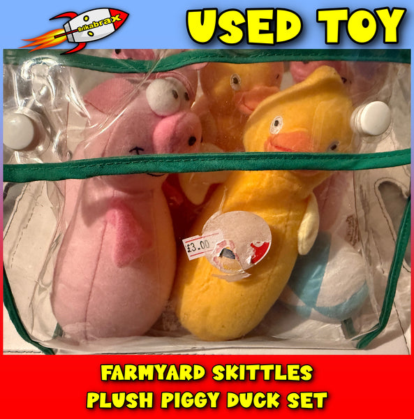 Farmyard Skittles Plush Piggy Duck Set (Not Complete) in Carry Bag (USED)