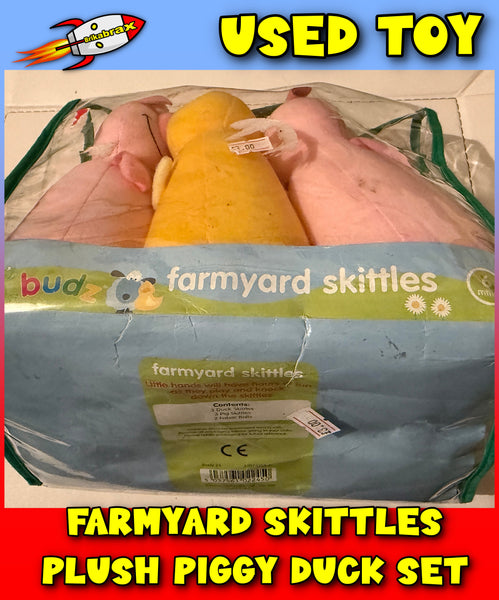 Farmyard Skittles Plush Piggy Duck Set (Not Complete) in Carry Bag (USED)