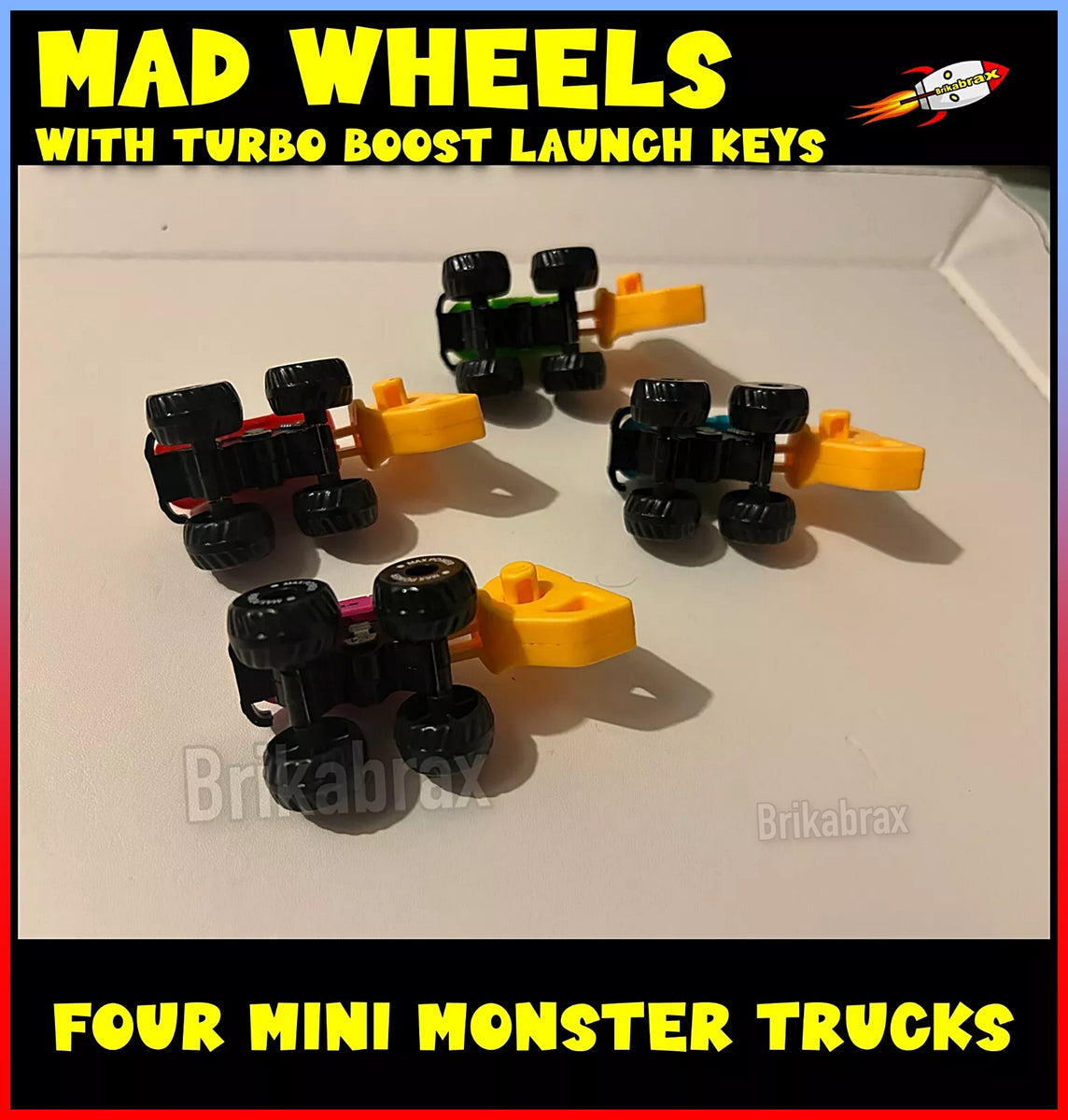 Mad Wheels Spring Loaded Mini Monster Trucks With Booster Keys - Used ...