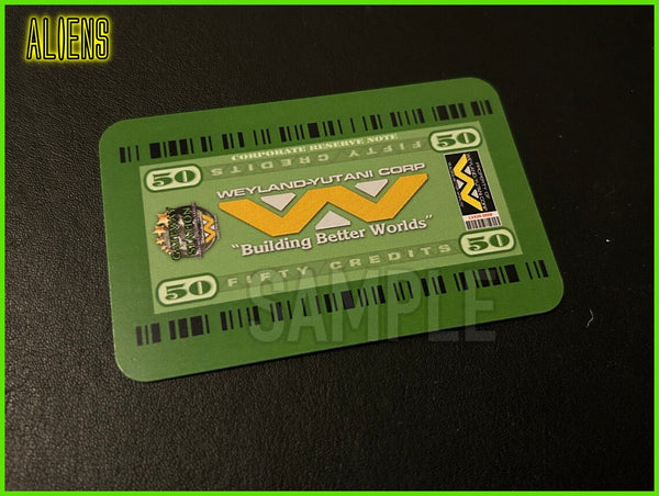 Replica Inspired Prop & Cosplay Aliens: Weyland-Yutani Corp 50 Credits Slip Card - Double Sided Printed Card (Made From Gloss/Matte Card)