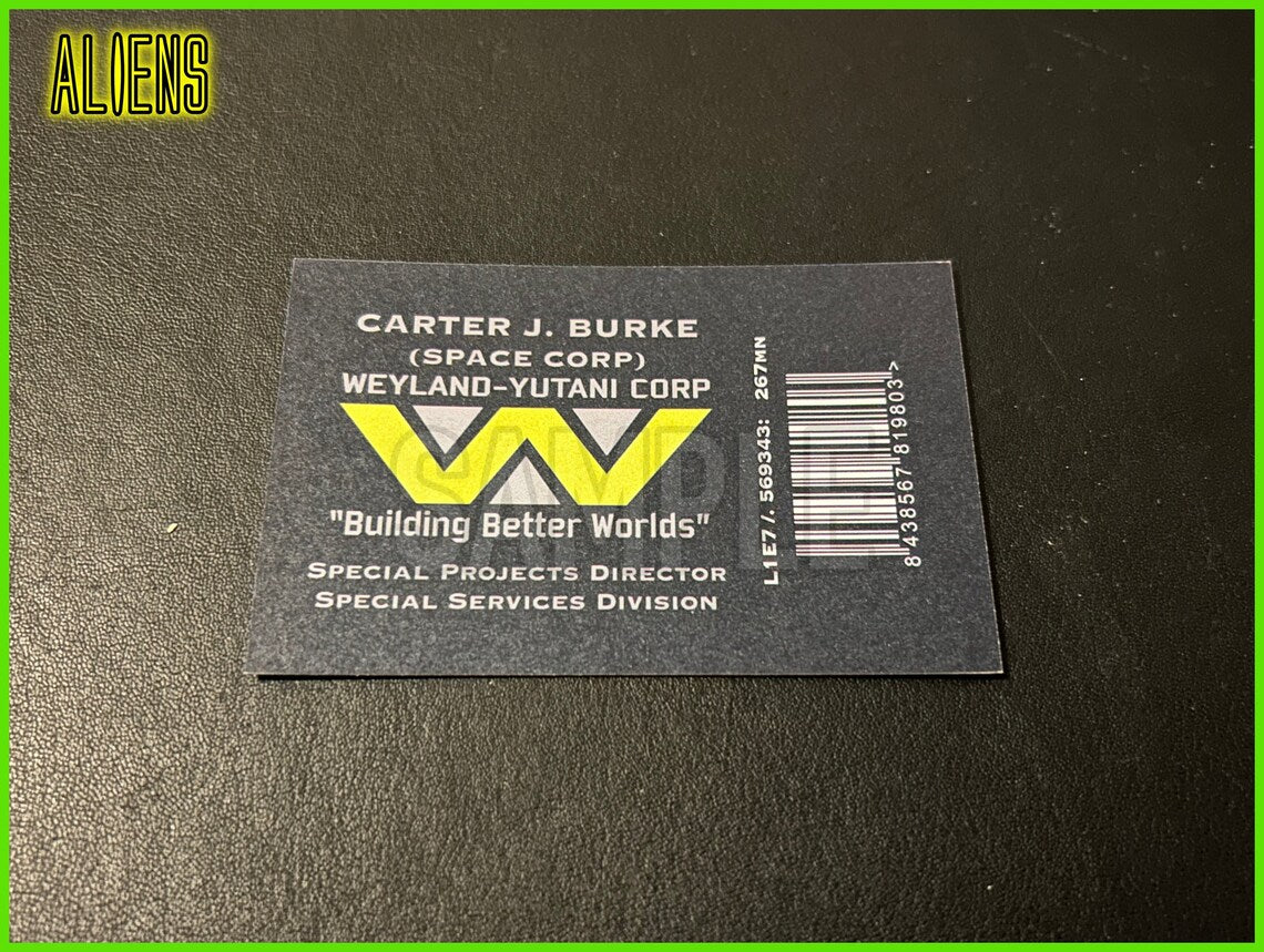 Replica Inspired Prop & Cosplay Aliens Business Card: Carter J Burke Card - Single Side Print (Made From Matte Card)