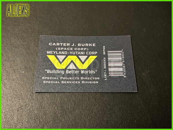 Replica Inspired Prop & Cosplay Aliens Business Card: Carter J Burke Card - Single Side Print (Made From Matte Card)