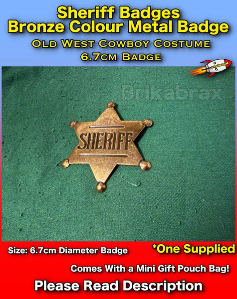 Sheriff Badge Bronze Colour Metal Badge Old West Cowboy Costume Prop Badge 6.7cm