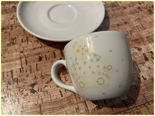 Small Collectable Bear & Stars Cup & Saucer Set by Looking East - Brand New