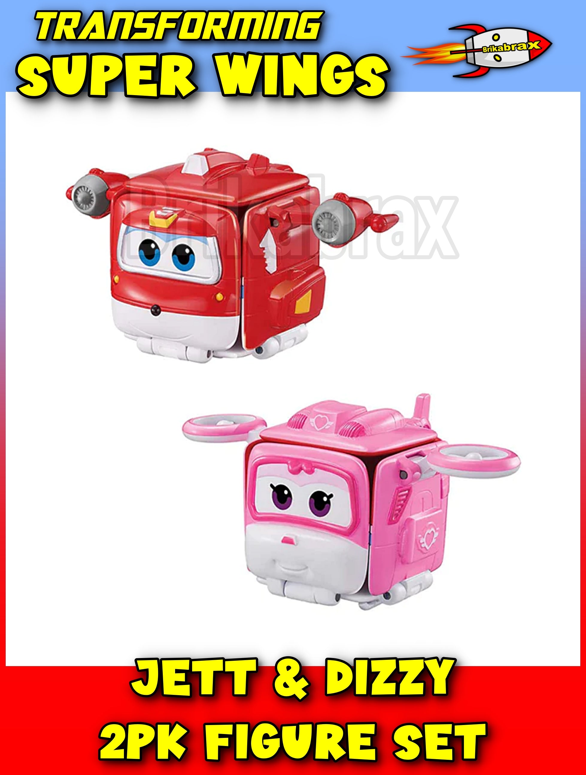 Super Wings Flip Jett & Dizzy Transforming 2 Pack Figure Set New