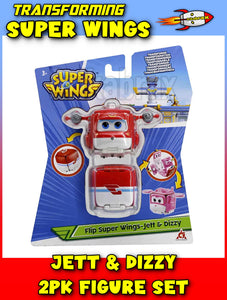 Super Wings Flip Jett & Dizzy Transforming 2 Pack Figure Set New Sealed