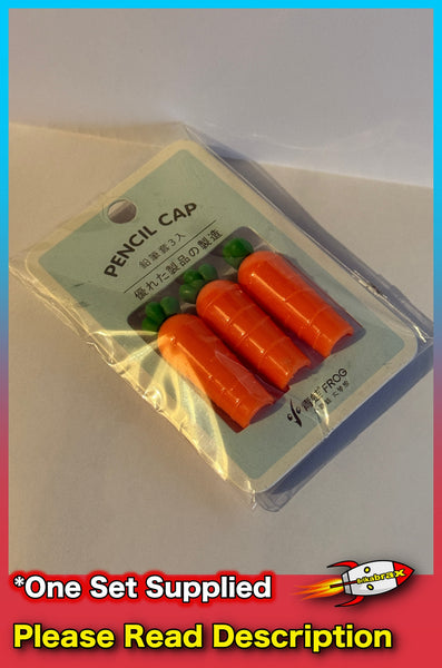 Carrot Shaped Pencil Caps 3 Pack - New Sealed