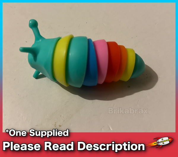 Rainbow Wriggly Slug Stress Relief Kids Adult Twist Sensory Toy Gift - NEW