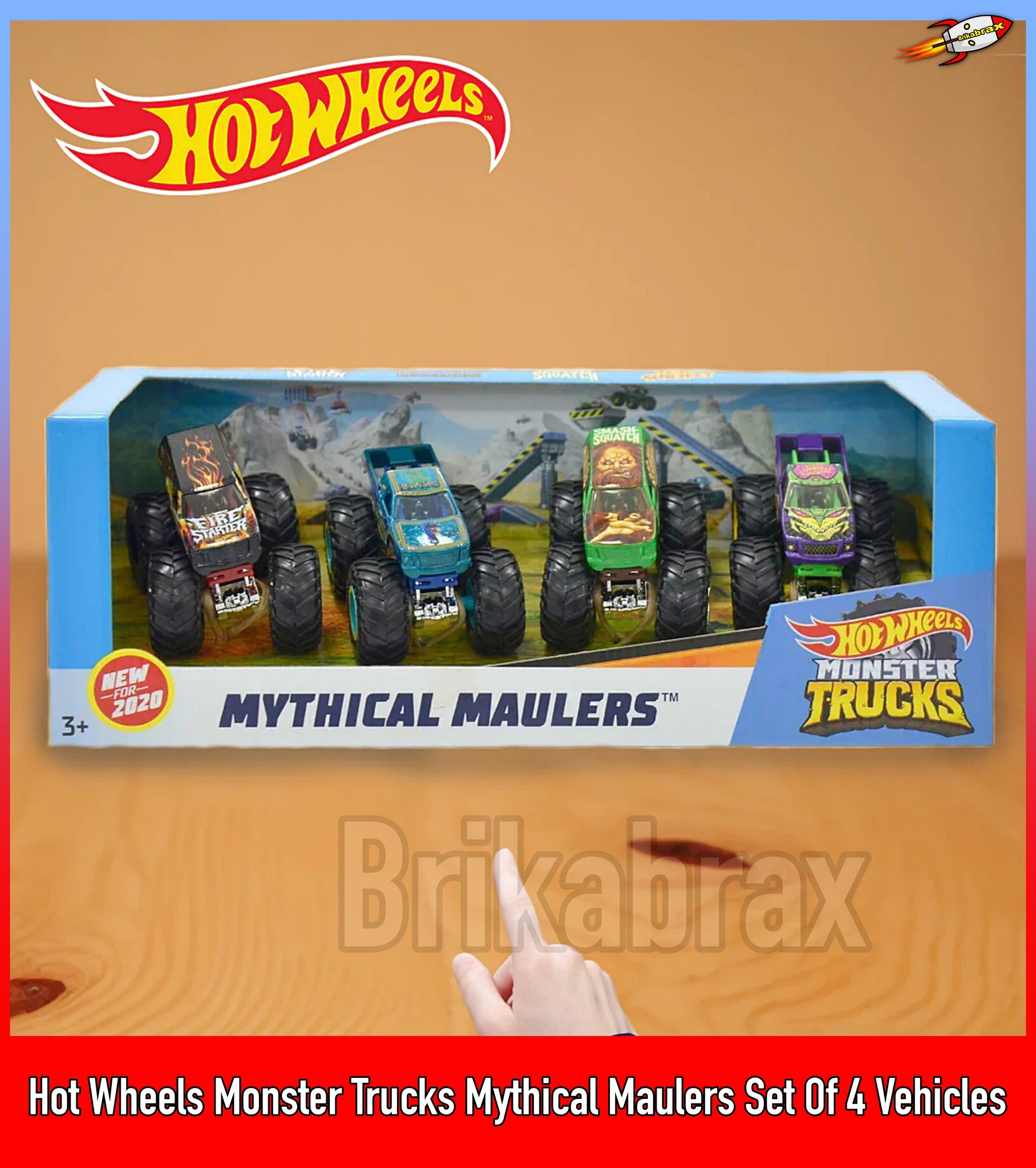 Hot Wheels Monster Trucks Mythical Maulers Set Of 4 Vehicles