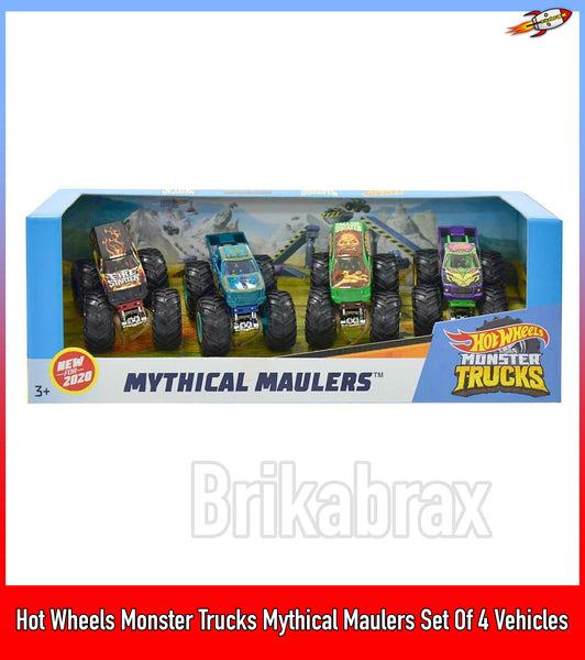 Hot Wheels Monster Trucks Mythical Maulers Set Of 4 Vehicles