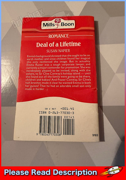 DEAL OF A LIFETIME BY SUSAN NAPIER (MILLS & BOON ROMANCE) PAPERBACK BOOK 1991