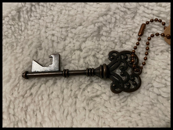 1 x Vintage Style Key Shape Novelty Metal Bottle Opener With Slogan Tag - New