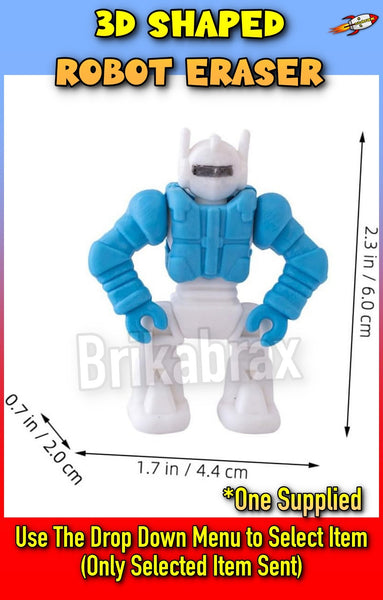 Robot Shaped Eraser (Select Item) Supplied Bagged - New - One Supplied