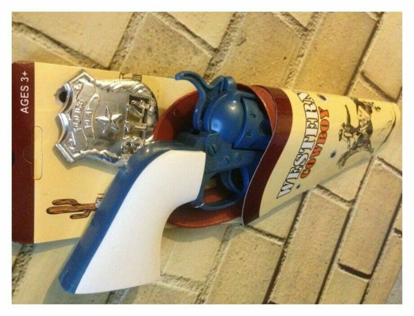 Western Cowboy : Plastic Gun, Holster & Police Badge - New (One Supplied)