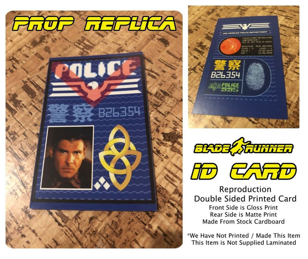 Prop Replica Blade Runner ID Card Rick Deckard Costume / Cosplay - Double Sided