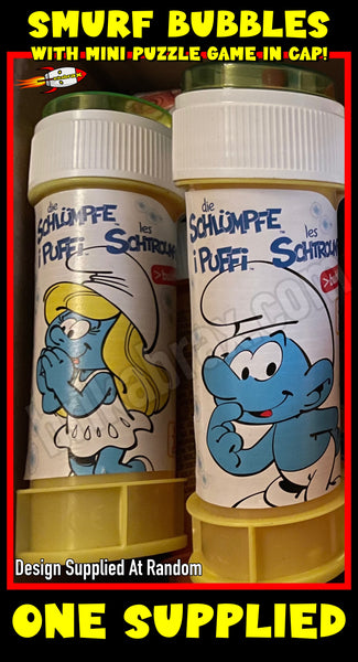 Smurf Bubbles Comes With Mini Puzzle in Cap - Bubble Blowing Tubes - New