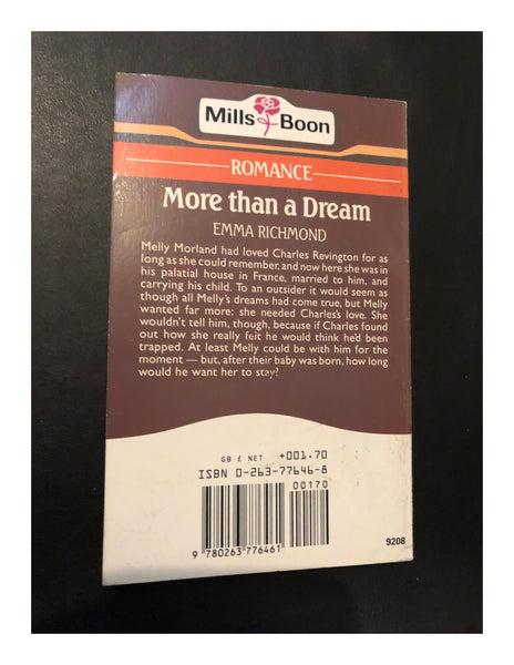 More than a Dream by Emma Richmond (Paperback 1992) A Mills & Boon Book