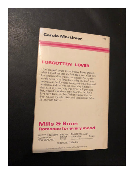 Forgotten Lover by Carole Mortimer (Paperback 1982) A Mills & Boon Book