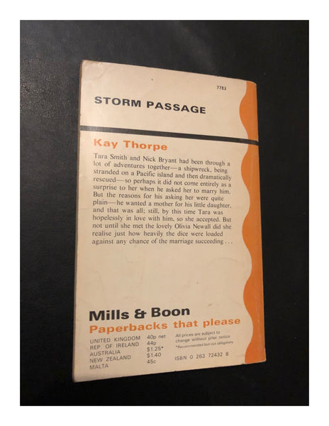 Storm Passage by Kay Thorpe (Paperback 1977) A Mills & Boon Book