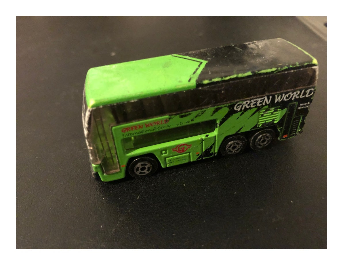 Green World Bus - Hino Toys - Circa 1980s Vintage Toy.