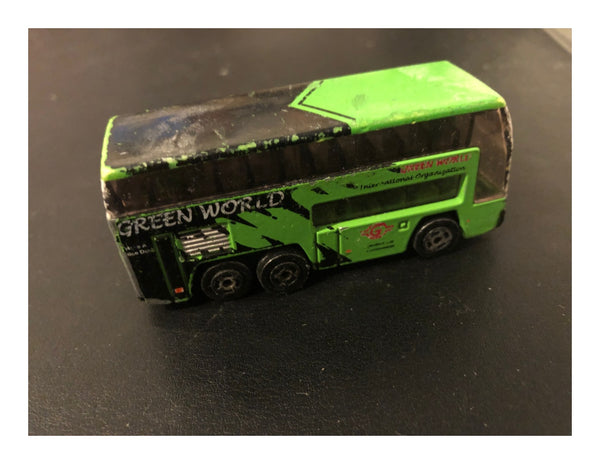 Green World Bus - Hino Toys - Circa 1980s Vintage Toy.