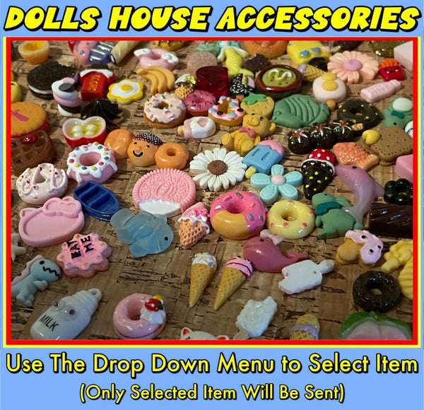 Dolls House Accessories: Food Wine Beer Cake Pizza Burger Coffee + More - New
