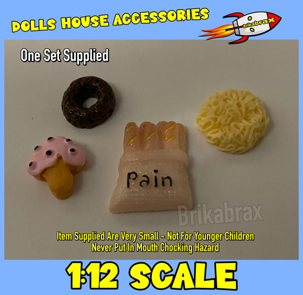 Dolls House Accessories: Food Wine Beer Cake Pizza Burger Coffee + More - New