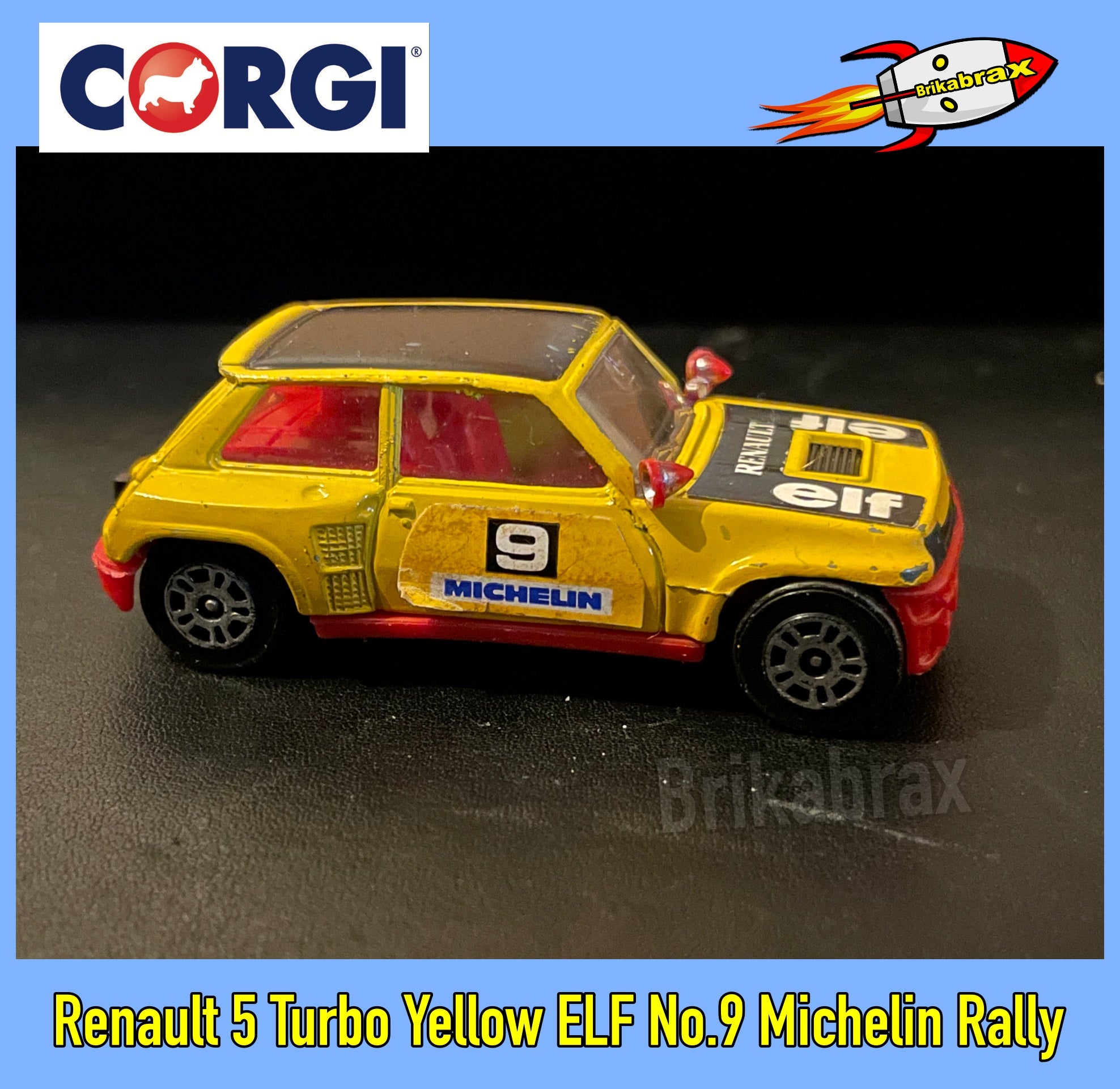 Corgi Toy Car: Renault 5 Turbo Yellow ELF No.9 Michelin