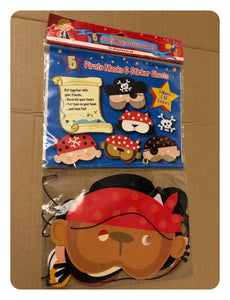 Pirate Masks & Sticker Sheet Set - 5 Masks & 62 Stickers - New