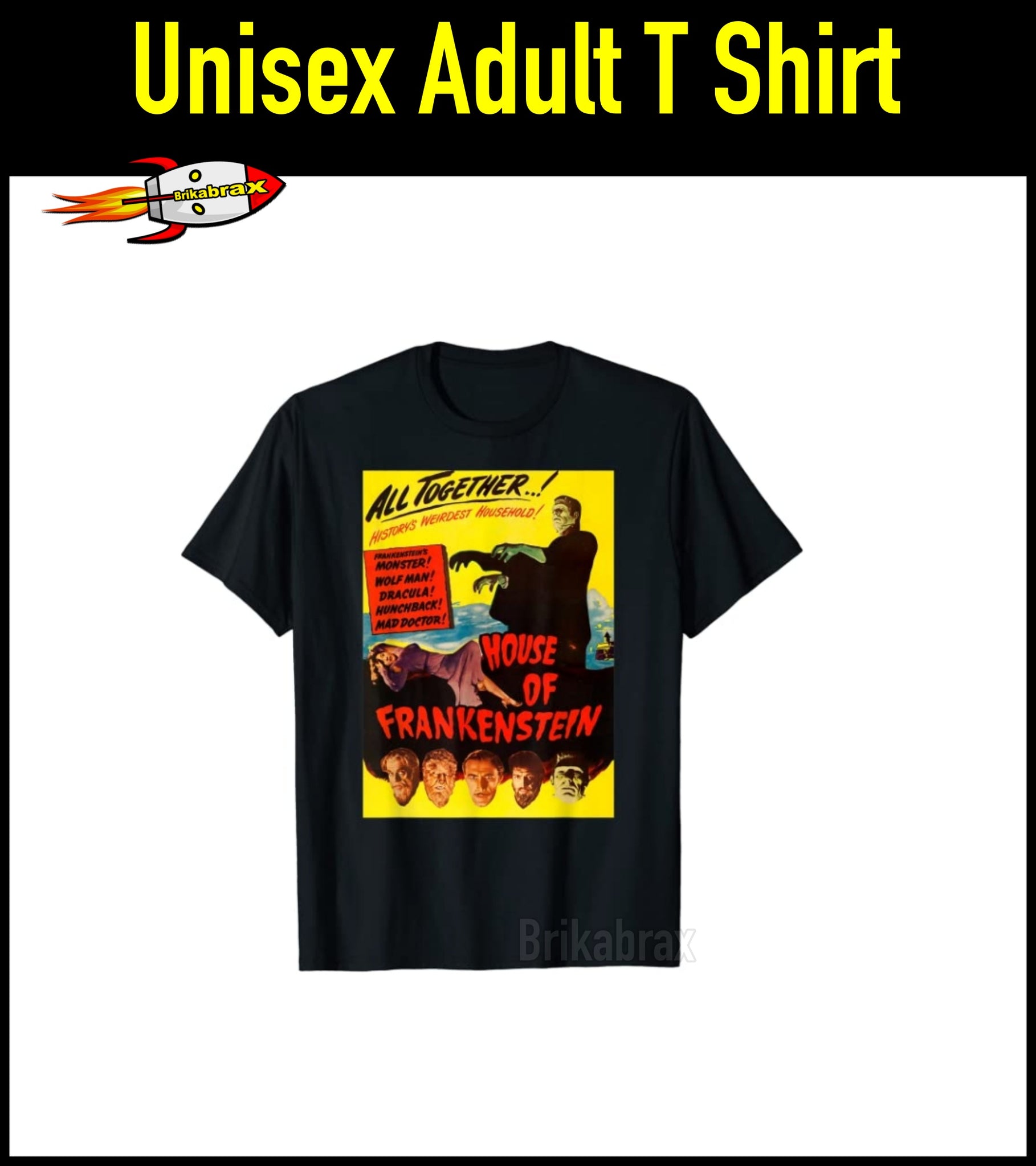 House of Frankenstein Movie - Unisex Adult T-Shirt (Black)