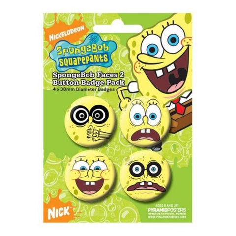 Spongebob Squarepants - Faces - Badge Pack - 4 x 38mm Badges New